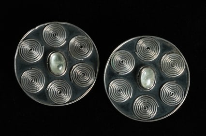 Mid-Century Modern Design Sterling Earrings - Signed