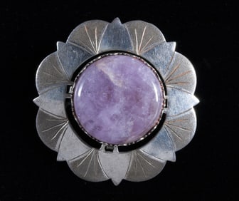 Arts & Crafts Scottish Sterling & Amethyst Brooch - 1891