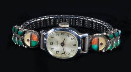 Old Zuni Inlay Watch Band with Timex - Native American
