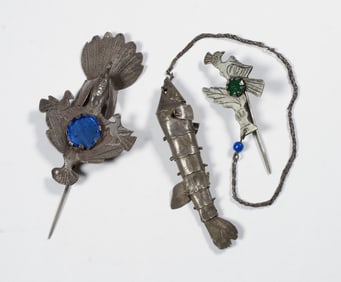 Two Antique South American Silver Tupu Pins