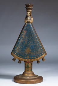 Old Mexican Madonna Painted Wood Santos
