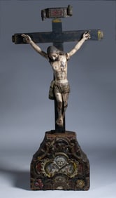 Large Mexican Cristo - Santos with Cross / 18th - 19th Century