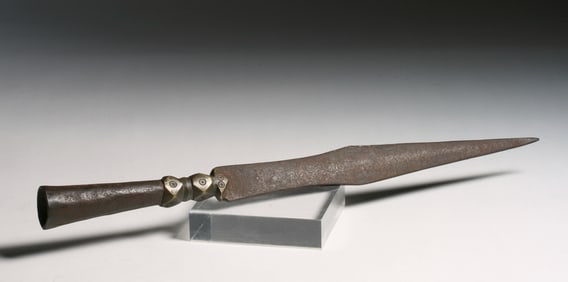 Antique Chinese Iron and Bronze Spearhead