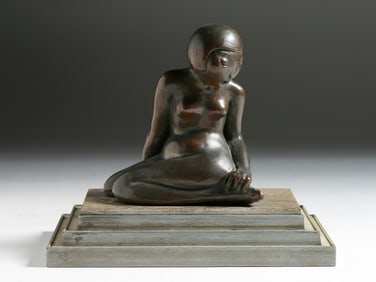 Japanese or Chinese Art Deco Bronze of a Woman