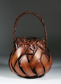 Old Japanese Bamboo Ikebana Basket - Tashio Era