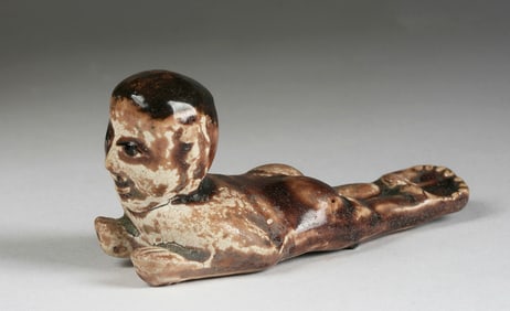 Sawankhalok Glazed Ceramic Figure - Thailand 13-16th Century