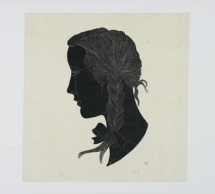 Eric Gill (1882-1940) Wood Engraving  - Portrait of Petra 1922