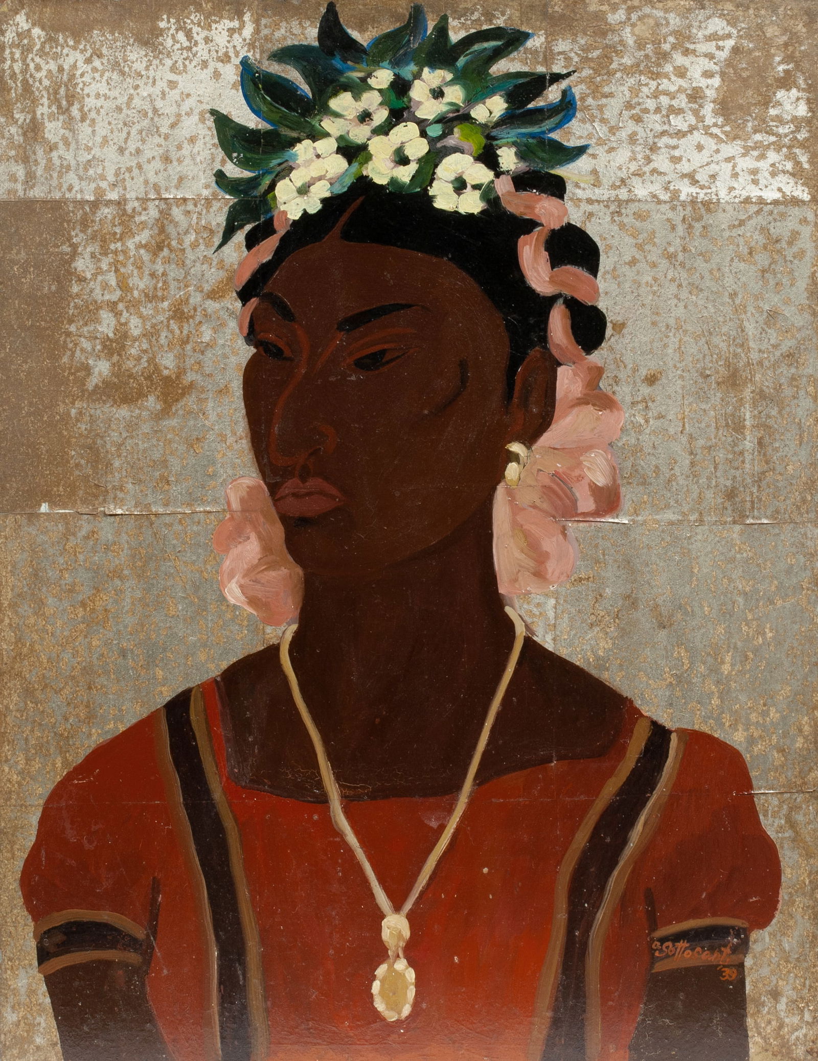 Angelo Sottosanti (1917 - 2004) Painting of a Mexican Woman 1939 (1 of 8)