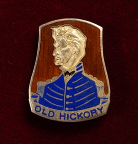 Old Hickory Gilt Sterling & Enamel Military Badge - Andrew Jackson