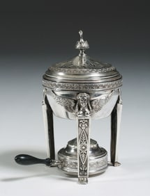 French Egyptian Revival Silver Pastille Burner - Olier & Caron