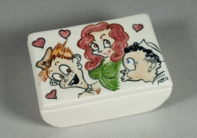 "Sailors and a Girl" Unique California Pottery Box - 1944 Calpotter, Laguna Beach