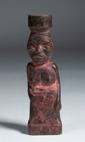 Tribal Carved Female Figure - Northwest Coast or Asian Early 20th Century