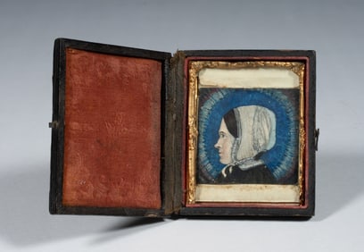 American Folk Art Watercolor Portrait - Jacob Maentel 19th C.