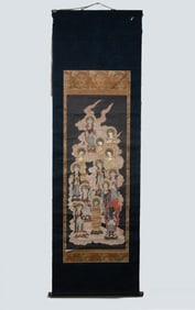 Antique Chinese - Tibetan Scroll Painting of Deities - Buddhist Thangka
