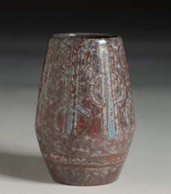 French European Art Deco Glazed Pottery Vase - Signed - Unknown