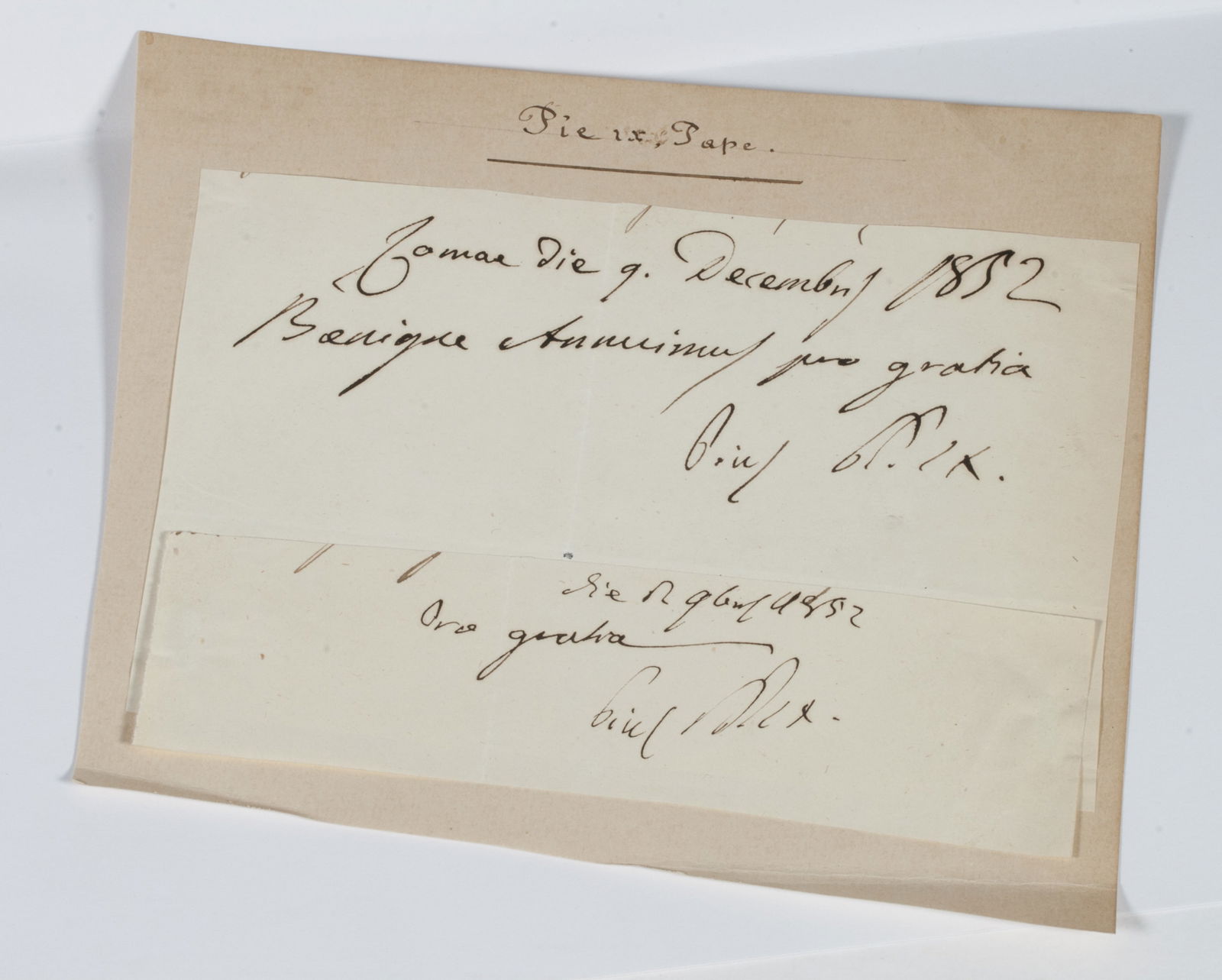 Pope Pius IX - Two Ink Signatures / Autographs 1852 (1 of 5)