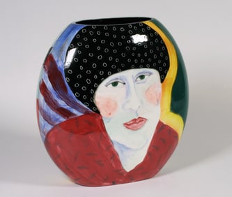 Decorated Studio Pottery Vase by Terri Cody - Northwest Artist 1995