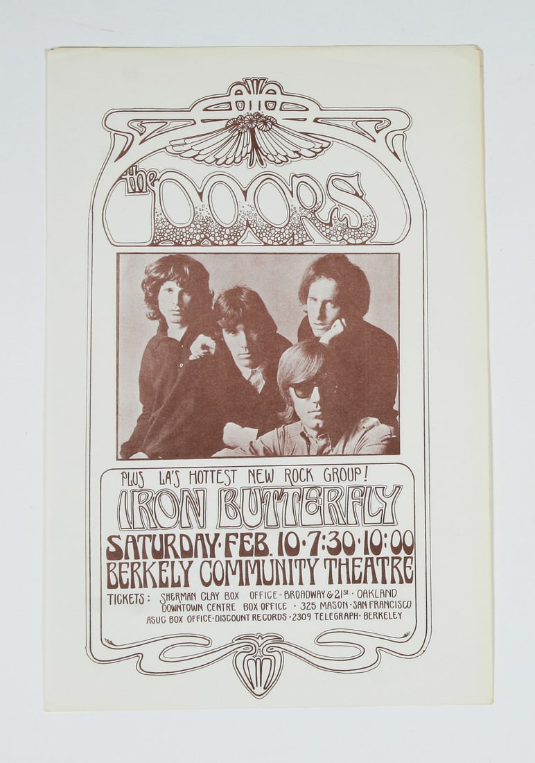 Original Rock Handbill - The Doors - Iron Butterfly 1968 (1 of 5)