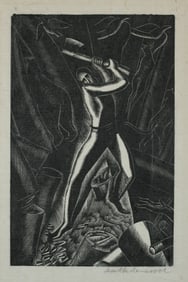 Original Woodcut 1925 - The Woodcutter by Leon Underwood (1890 - 1975)
