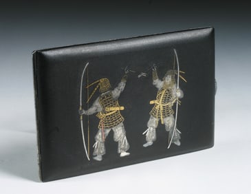 Japanese Samurai Silver Damascene Case - Signed Komai