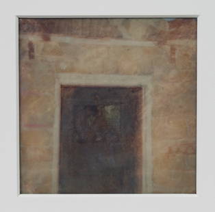 Original Polaroid Photograph by S.R. Jones - "Cache" 1993: Original polaroid photograph, "Cache", by Sacramento, California artist, S.R. Jones. Polaroid photograph in color. Matted. Framed (no glass). Labels on the reverse with title and other information reg