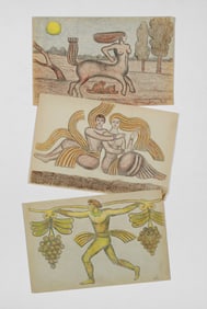 3 French Art Deco Drawings - Signed JD - Paris 1925