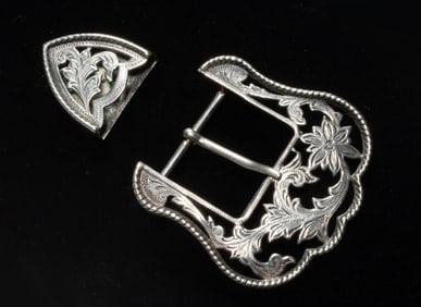 Large Western Belt Buckle - Hand-wrought Sterling Silver