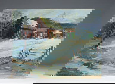 New England Winter Landscape Painting by Frank Zuccarelli (1921 - 2012)