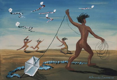 Manuel Gonzalez Serrano (Mexican 1917-1960)  Surrealist Landscape with Figures
