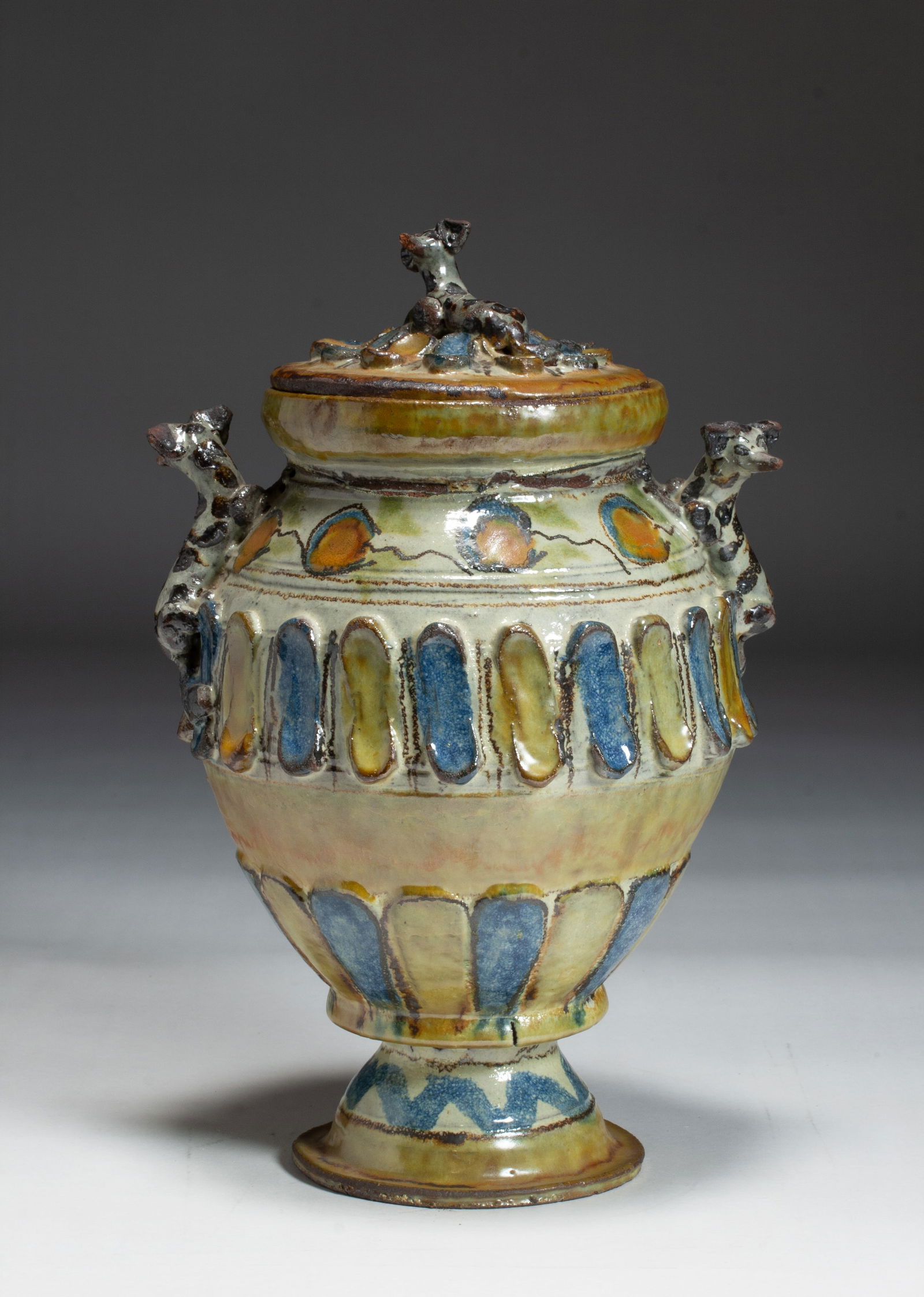 Large Folk Art Majolica Covered Jar - Montiel 1920 Guatemala (1 of 8)