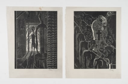 Richard A. Loederer (1894-1981) Two Signed Woodcuts of Haiti 1932