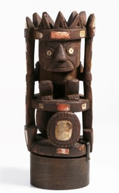 Pre-Columbian Huari Wood & Shell Effigy Figure