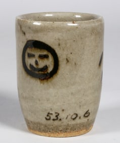 Japanese Studio Pottery Saki Cup 1953 - Signed - Hamada Rosanjin Style