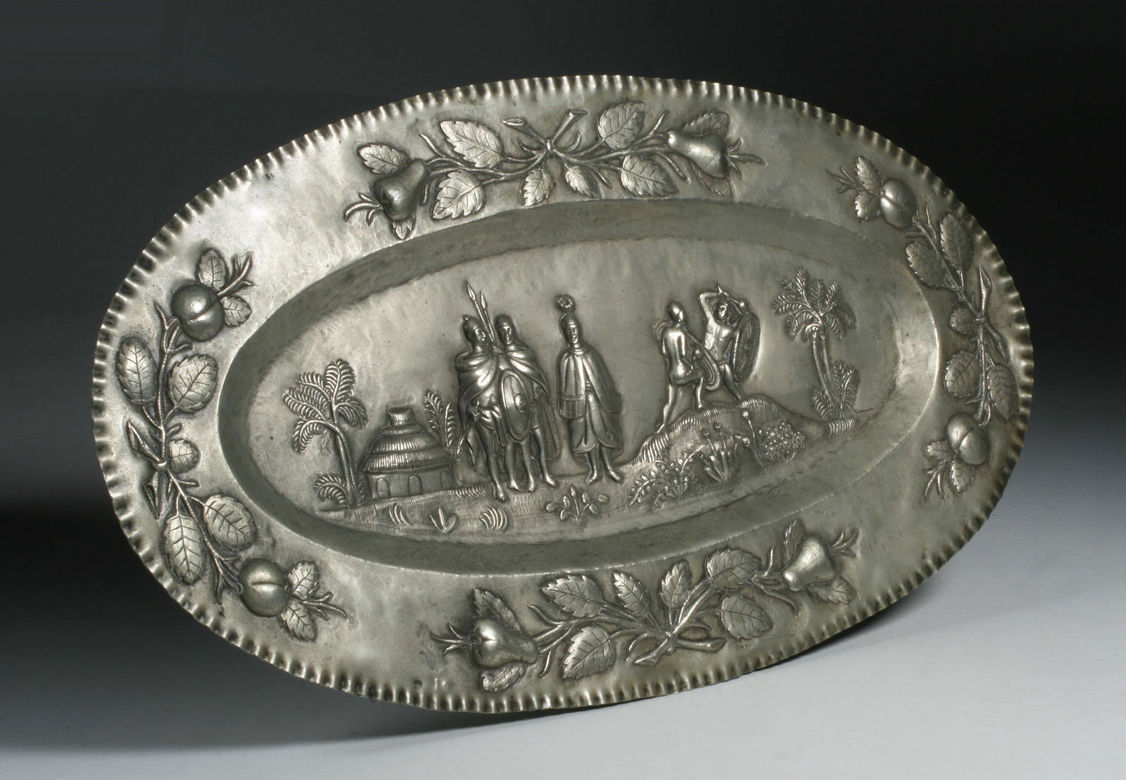 Continental Silver Tray - Tribal Scene Design - 19th Century (1 of 13)