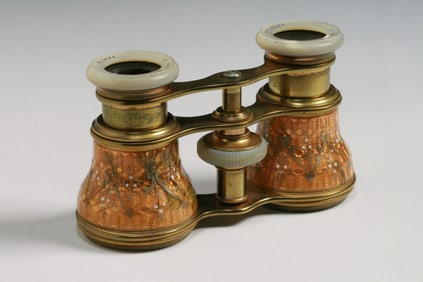 French Guilloche Enameled Opera Glasses - L. Petit - Circa 1900