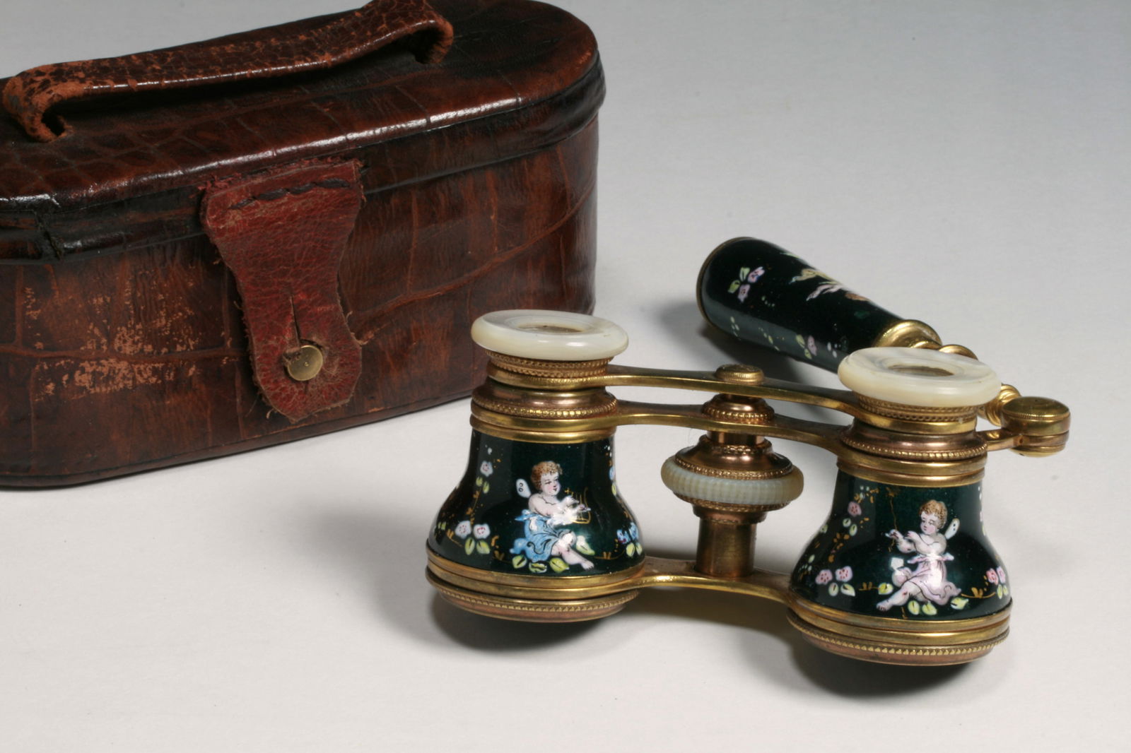 French Green Enameled Opera Glasses - Greviere Paris - Angels & Music (1 of 10)