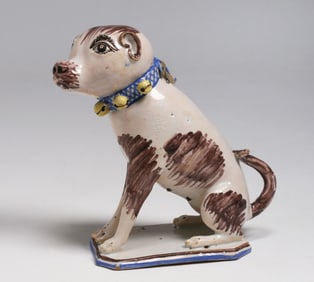 Early Faience Pottery Dog - 18th Century