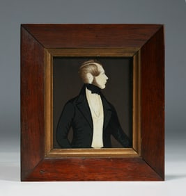 American Folk Art Miniature Portrait Painting  1842