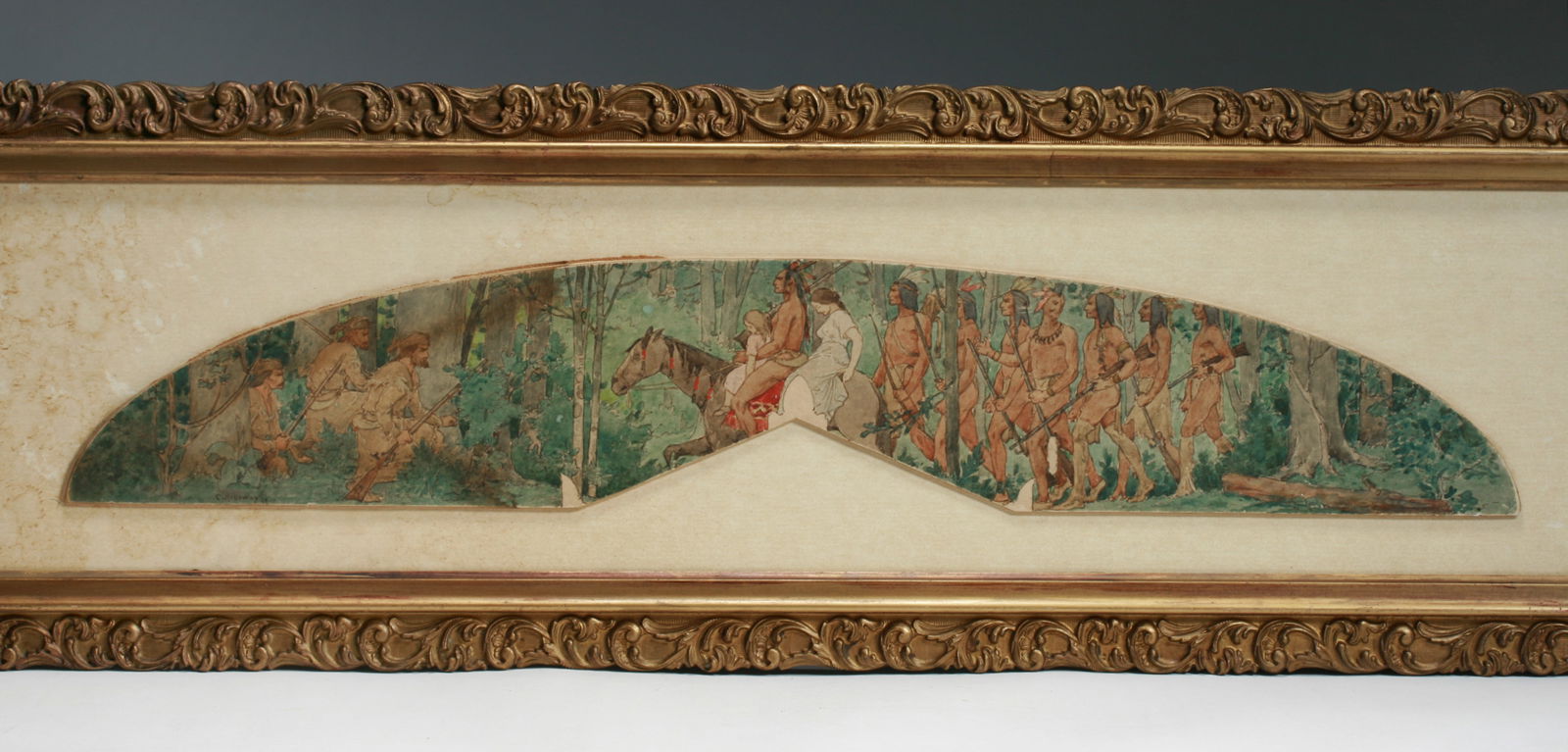 Charles Holloway (1859-1941) Mural Study of Native Americans & Frontiersmen 1899 (1 of 12)