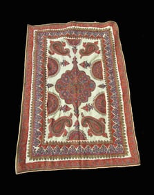Antique Persian Kerman Pateh Embroidered Paisley Shawl - Iran