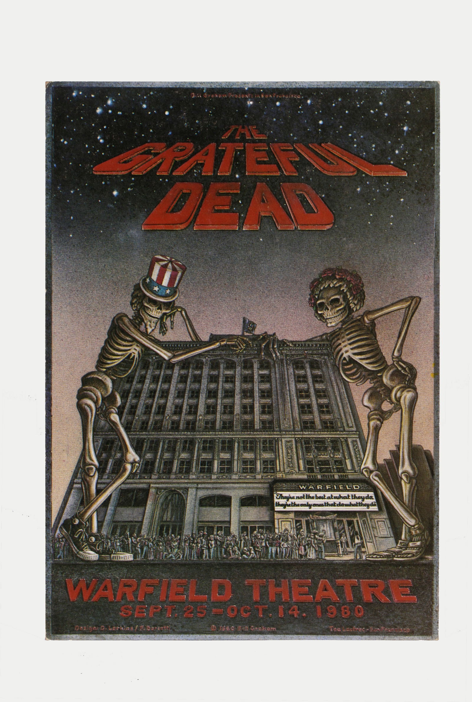 Grateful Dead Original Handbill - 1980 Warfield Theatre - San Francisco (1 of 3)