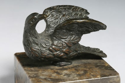 Miniature Bronze Eagle on Marble Base - Ancient Roman Style