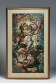 Raymond Howell (1931-2002) "Dancers" Painting 1955 - Black American Artist
