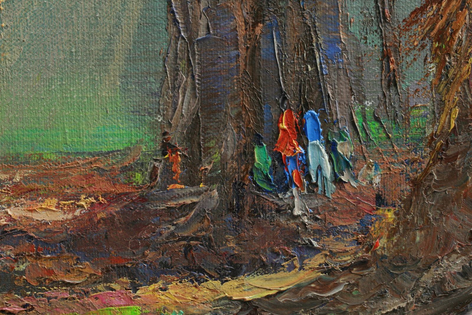 Ed Furuike (1944 - ) Hawaiian Painting of a Zoo Banyan Tree, Honolulu - 7