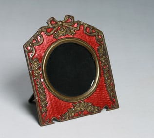 French Guilloche Enamel & Bronze Miniature Frame