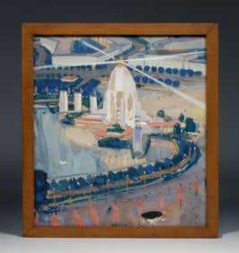 Bernard Maybeck (1897-1956) Architectural Study Painting