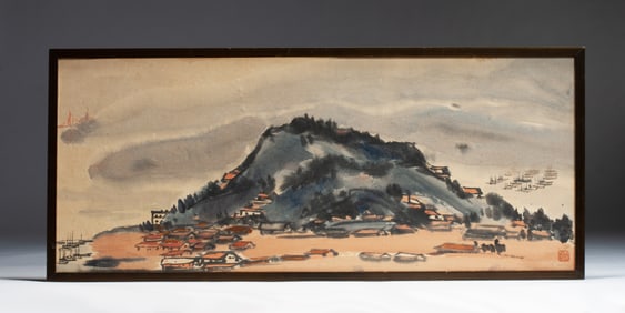 James Yeh-Jau Liu (1910-2003) Chinese Watercolor of Tiburon, California