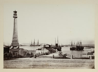 Early Irish Albumen Photograph - Kingstown Harbour 1865