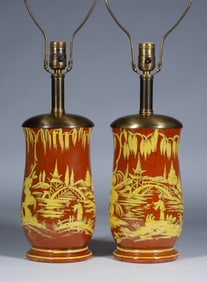 Pair of Italian Ceramic Table Lamps by Zaccagnini 1950s