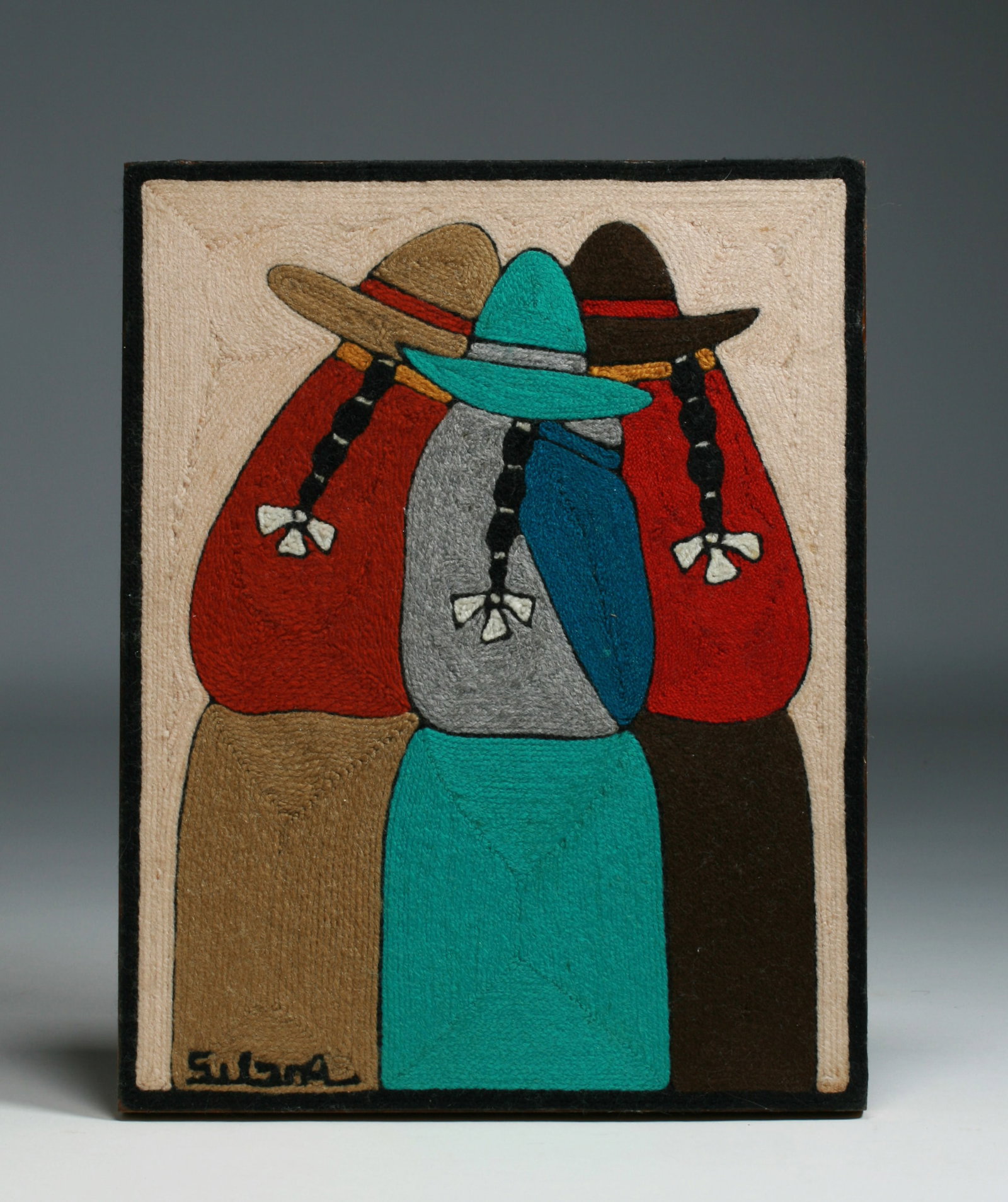 Mexican Huichol Yarn Painting "Secretos" by Juan Silva (1 of 6)